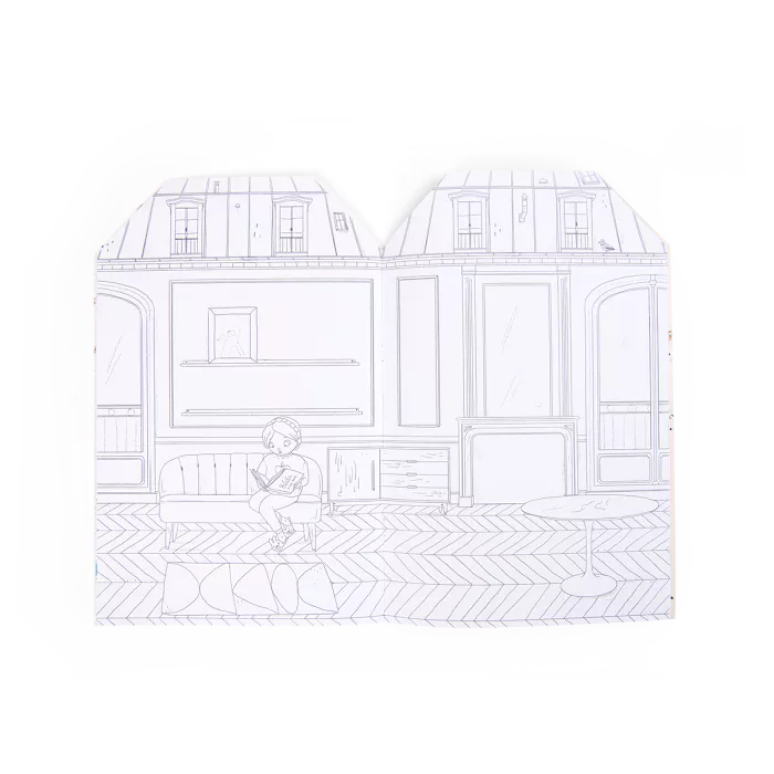 Quaderno creativo Les Parisiennes Moulin Roty con pagine da colorare e stickers illustrati da Lucille Michieli