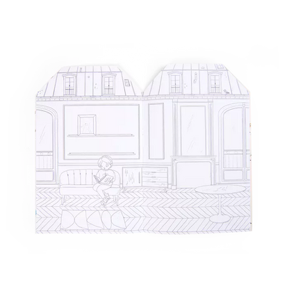 Quaderno creativo Les Parisiennes Moulin Roty con pagine da colorare e stickers illustrati da Lucille Michieli