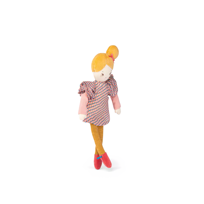 Bambola Mademoiselle Agathe in abito rosa e chignon – Moulin Roty Les Parisiennes