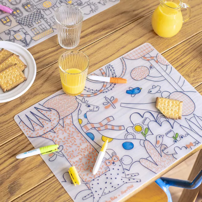 Set creativo Moulin Roty Les Toupitis in silicone riutilizzabile con pennarelli cancellabili