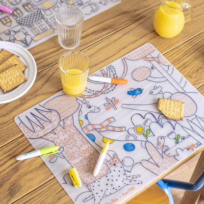 Set creativo Moulin Roty Les Toupitis in silicone riutilizzabile con pennarelli cancellabili