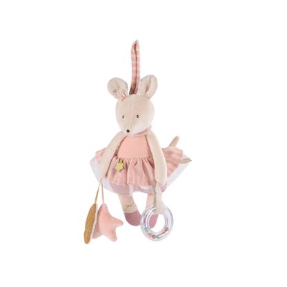 Peluche attività a sospendere Moulin Roty topolina ballerina con sonagli e specchio