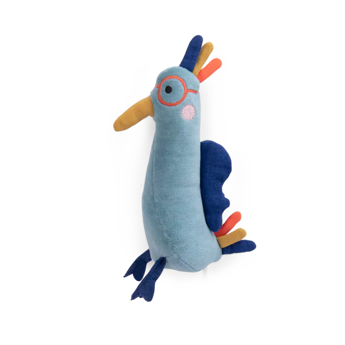 Moulin Roty Peluche Petit Oiseau Bleu 19 cm con sonaglio – Collezione Les Toupitis