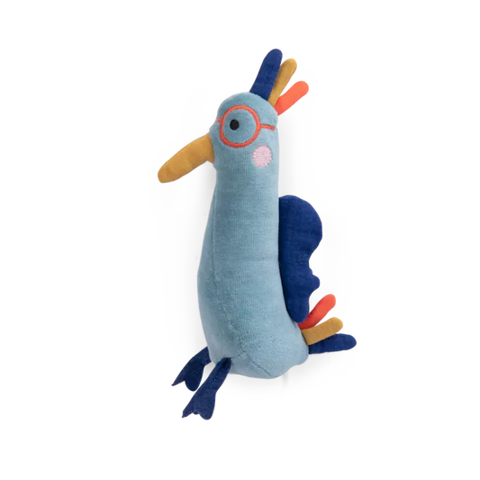 Moulin Roty Peluche Petit Oiseau Bleu 19 cm con sonaglio – Collezione Les Toupitis