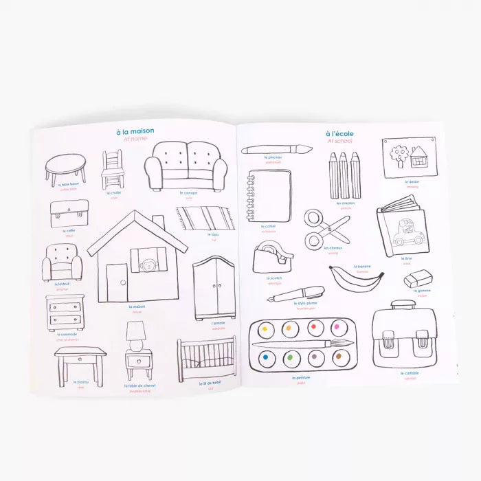 Libro da colorare e attività bilingue con stickers – Moulin Roty Les Popipop
