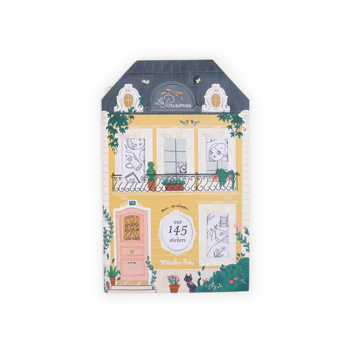 Moulin Roty Quaderno da colorare Les Parisiennes con 145 stickers colorati