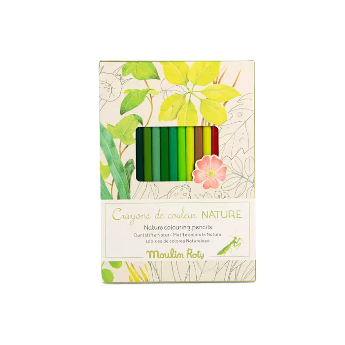 Set creativo Moulin Roty con 12 matite colorate e carte da colorare