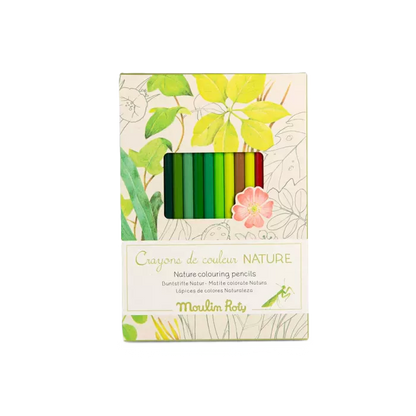 Set creativo Moulin Roty con 12 matite colorate e carte da colorare
