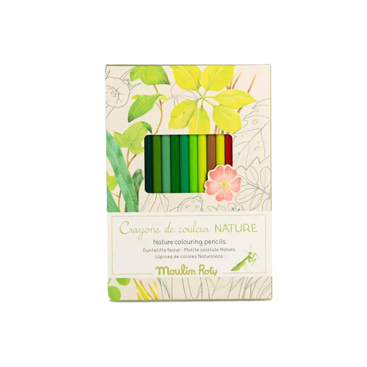 Set creativo Moulin Roty con 12 matite colorate e carte da colorare