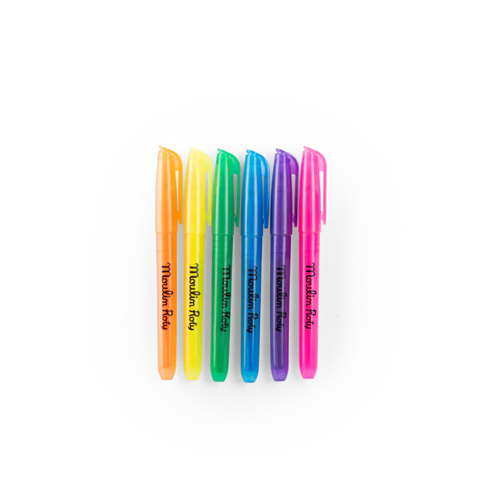 Moulin Roty Set 6 pennarelli fluo – Collezione Les Loufoques