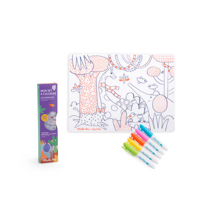 Moulin Roty Set in silicone da colorare con 5 pennarelli – Collezione Les Toupitis