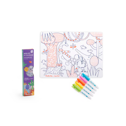 Moulin Roty Set in silicone da colorare con 5 pennarelli – Collezione Les Toupitis