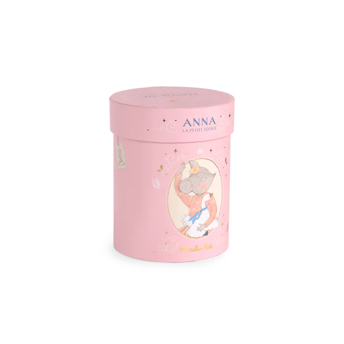 Peluche Topolina Anna Moulin Roty presentato in scatola rotonda con dorature, collezione La Petite École de Danse