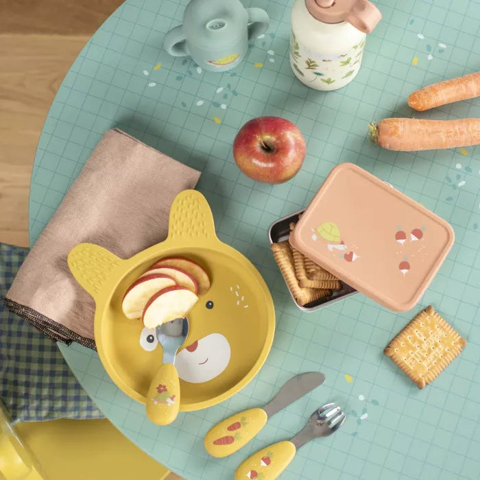 Moulin Roty Trois Petits Lapins – Set Pappa Silicone con Piatti e Tazza