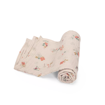 Mussole OEKO-TEX Moulin Roty con fantasia rosa, stelline e floreale