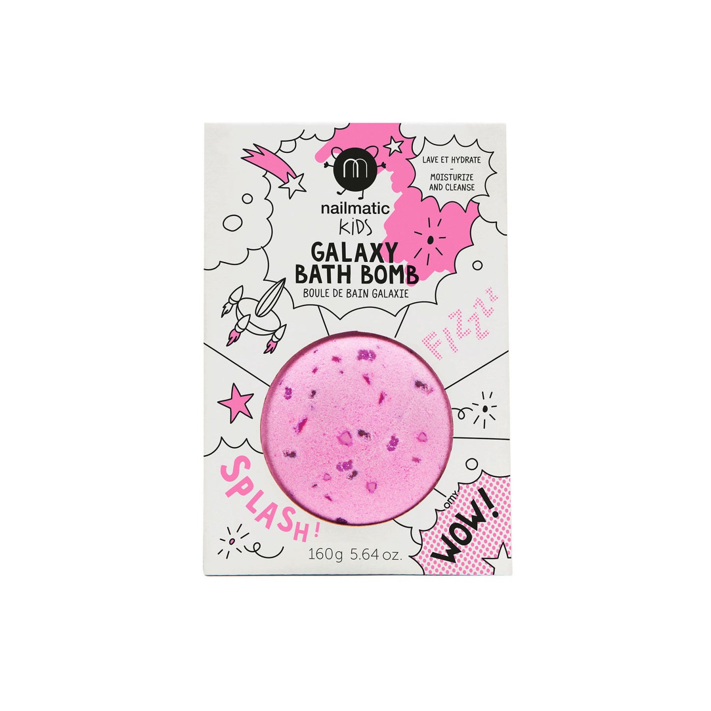 Bomba da bagno colorata Nailmatic Cosmic per bambini effetto rosa 160 g