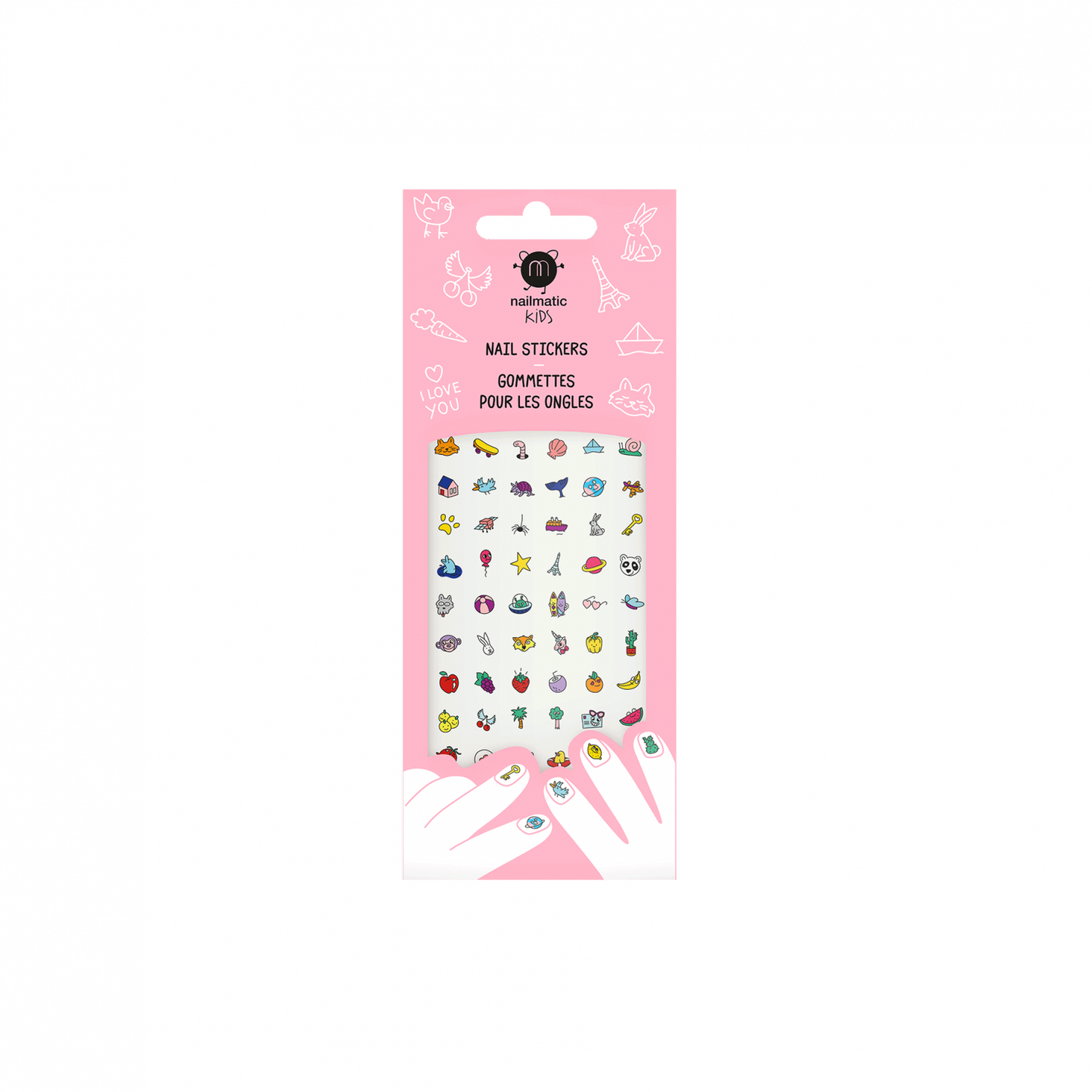 Adesivi per unghie bambini Nailmatic Happy Nails con 72 sticker colorati