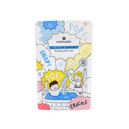 Sali da bagno frizzanti blu Nailmatic per bambini con effetto crackling e acqua colorata