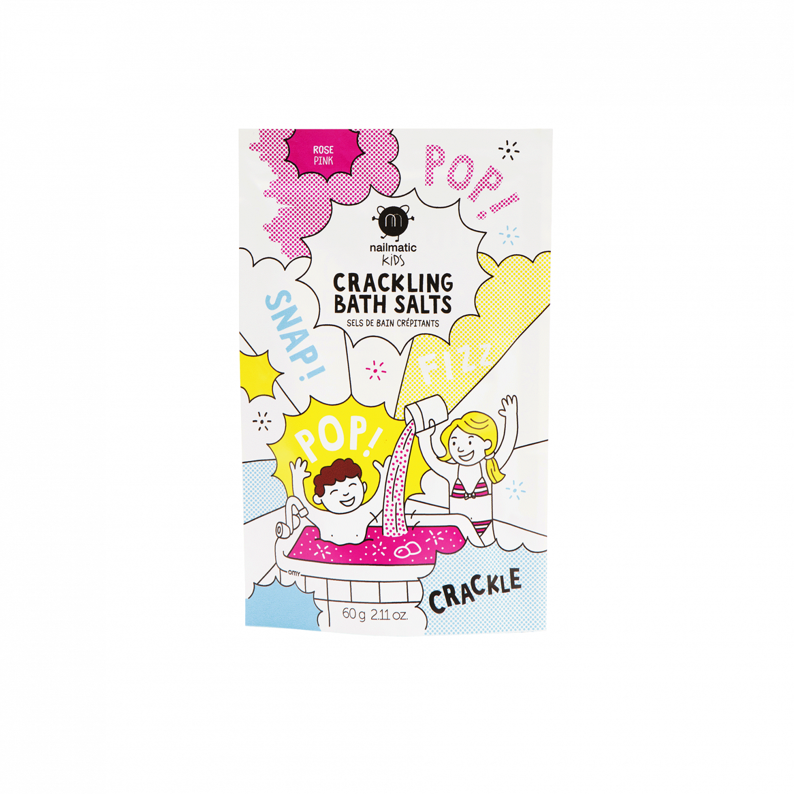 Sali da bagno frizzanti rosa Nailmatic per bambini con effetto crackling e acqua colorata rosa