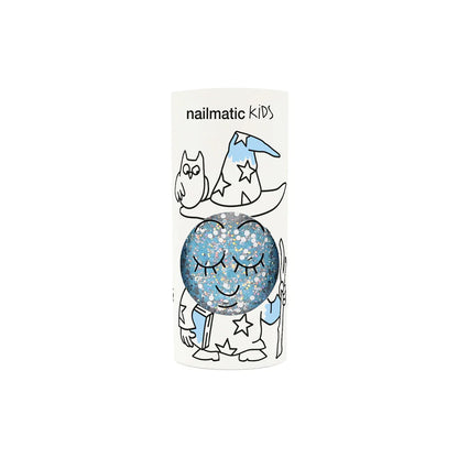Smalto per bambini Nailmatic Luna azzurro glitter lavabile a base d'acqua 8 ml