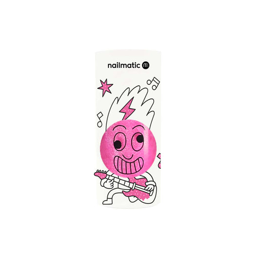 Smalto per bambini Nailmatic Pinky rosa fluo glitter lavabile a base d'acqua 8 ml