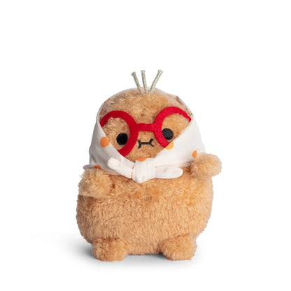 Mini peluche nonna Orange Grandma Ricespud Noodoll con foulard a pois arancioni