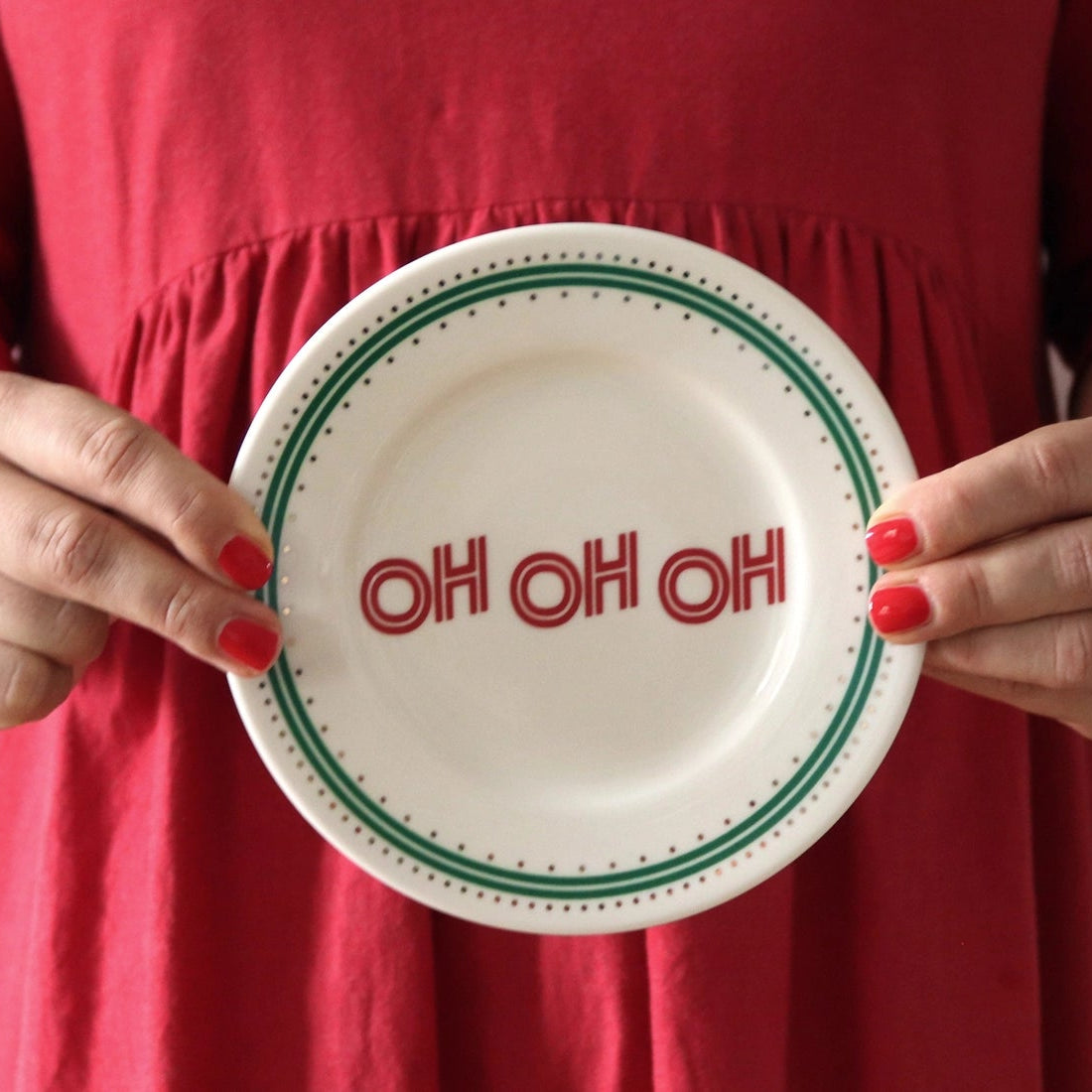 Ilaria I Made in Italy – Oh Oh Oh | Piatto in Porcellana 16 cm -Christmas Collection