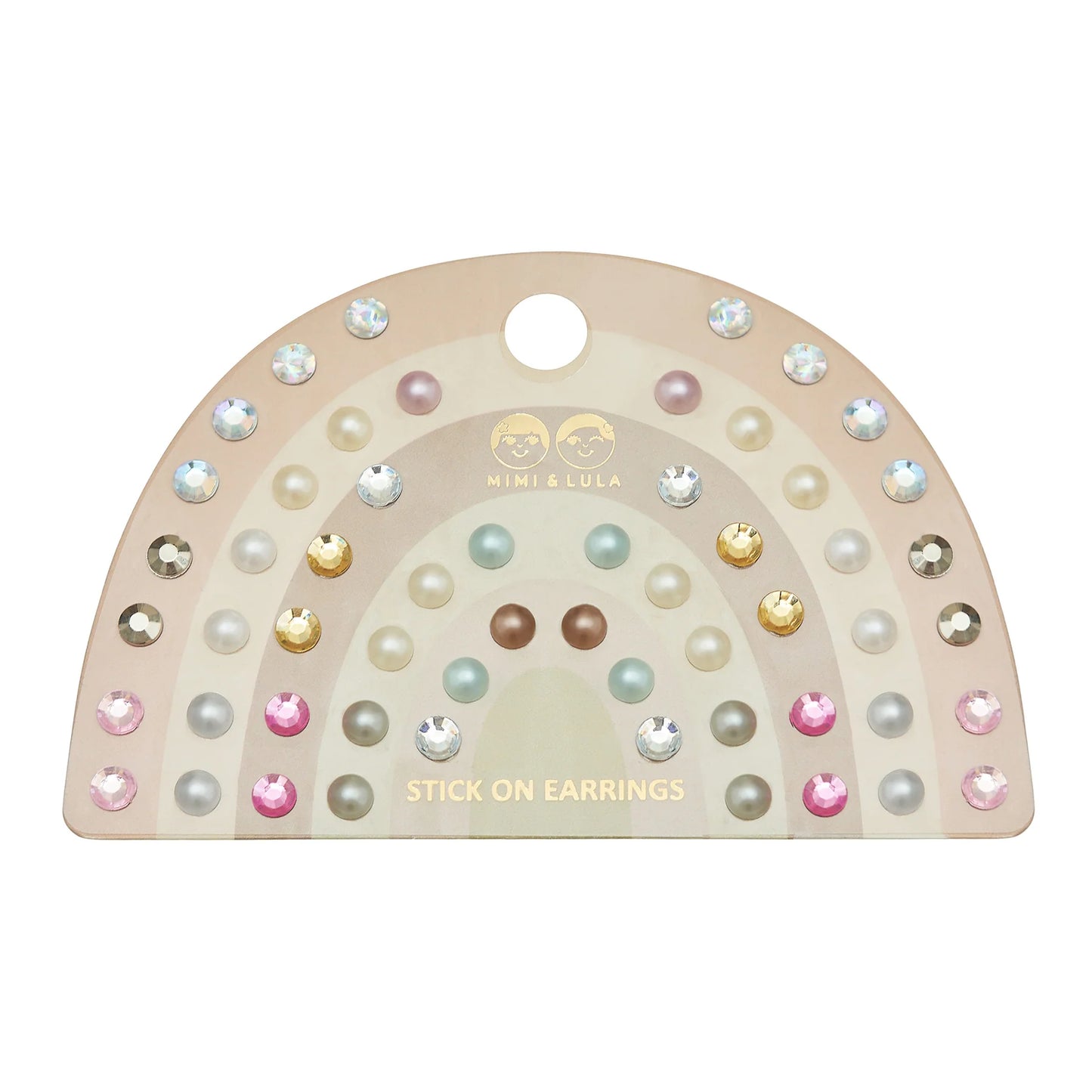 Set orecchini adesivi bambina Mimi & Lula rosa con gemme e perle