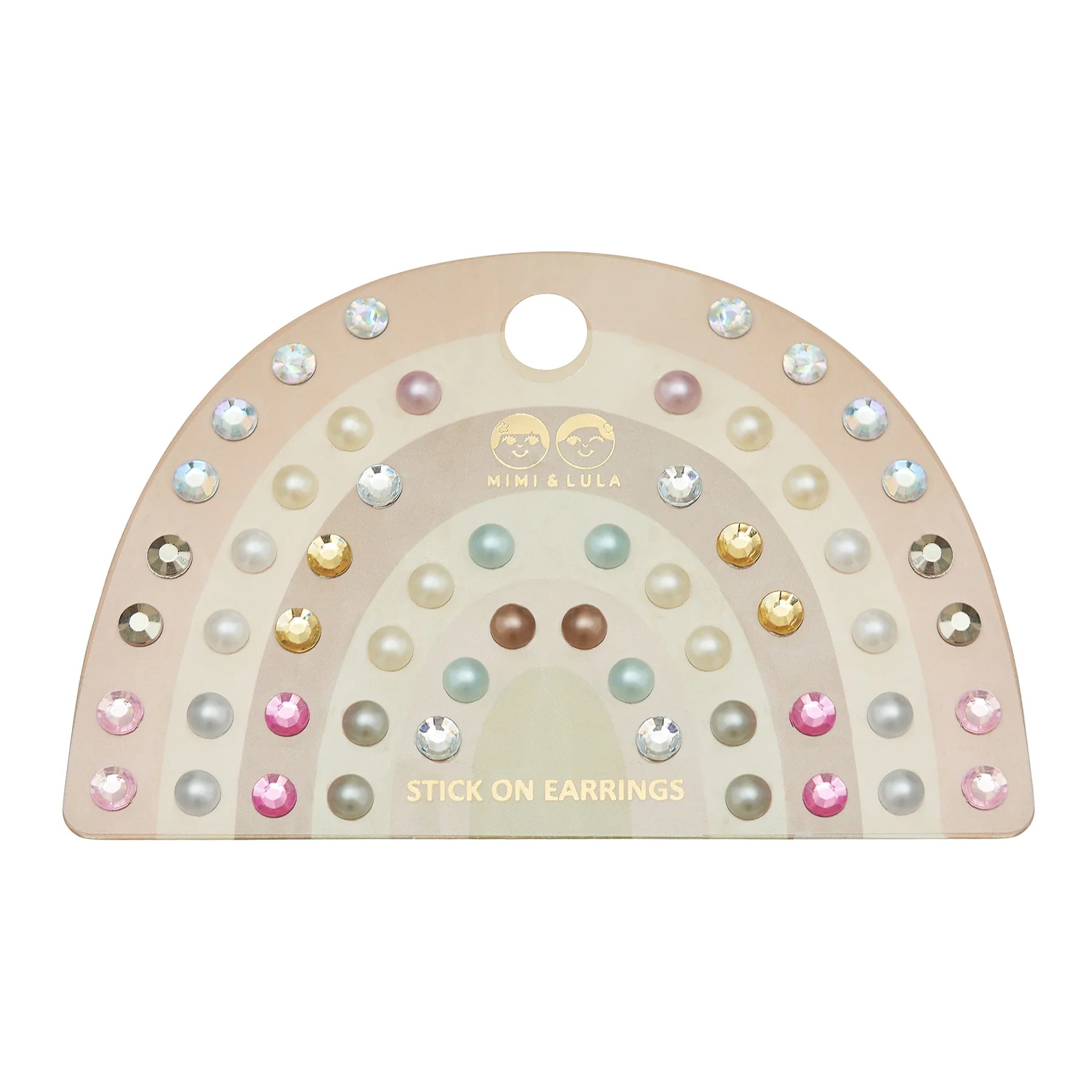 Set orecchini adesivi bambina Mimi & Lula rosa con gemme e perle