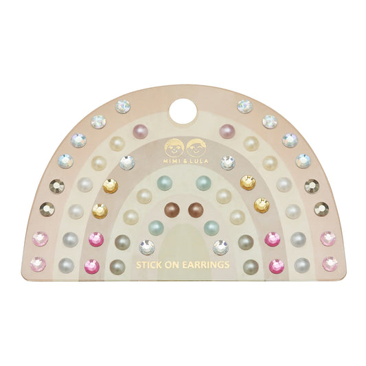 Set orecchini adesivi bambina Mimi & Lula rosa con gemme e perle