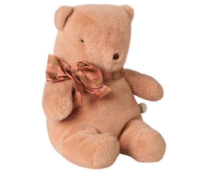 Orsacchiotto di peluche Maileg piccolo colore rosa antico con fiocco, teddy bear vintage morbido adatto a tutte le età.