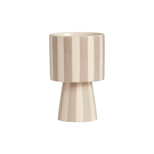 Vaso OYOY Toppu Small Clay in gres bianco e sabbia su sfondo neutro