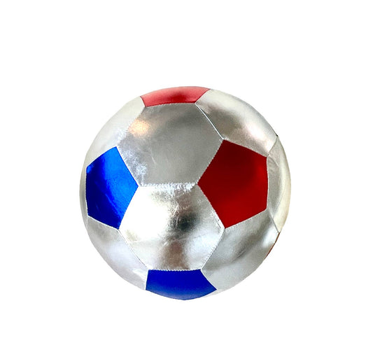 Palla calcio gonfiabile in tessuto blu bianco rosso diametro 22 cm
