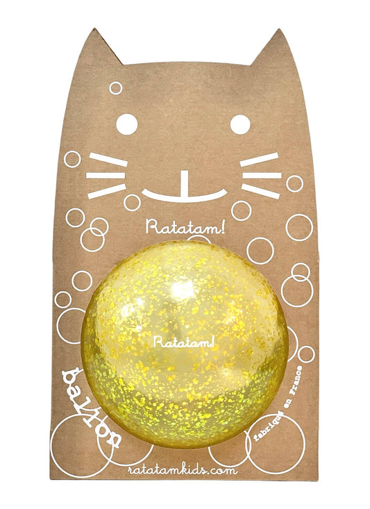Palla Glitter Bubble gialla 15 cm artigianale in Francia