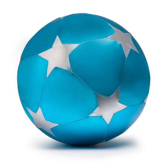 Palla gonfiabile blu con stelle argento in tessuto diametro 30 cm