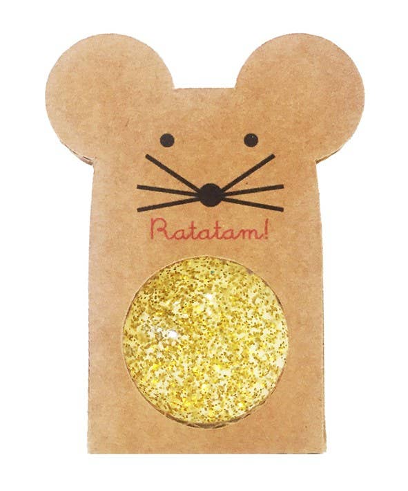 pallina rimbalzante Ratatam 43 mm oro glitter con confezione topolino