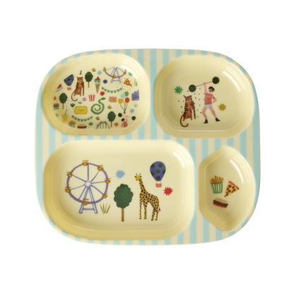 Piatto 4 scomparti in melamina Rice – Fun Fair Mint, per bambini - Apple Pie