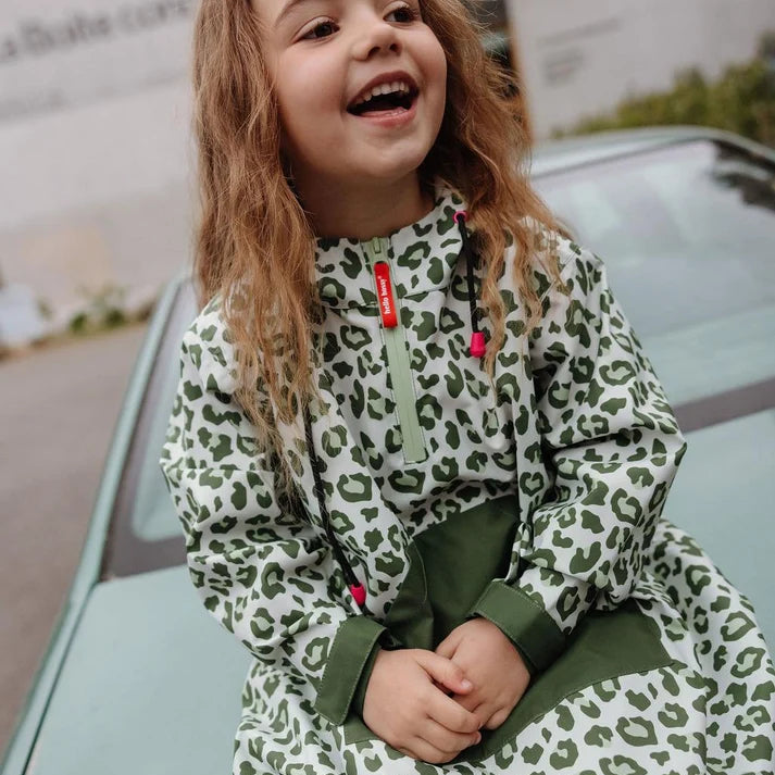 Hello Hossy – Poncho Antipioggia Green Leopard per Bambini