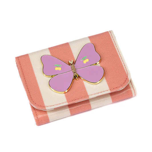 Portafoglio Jeune Premier Butterfly Stripe compatto in poliestere tecnico