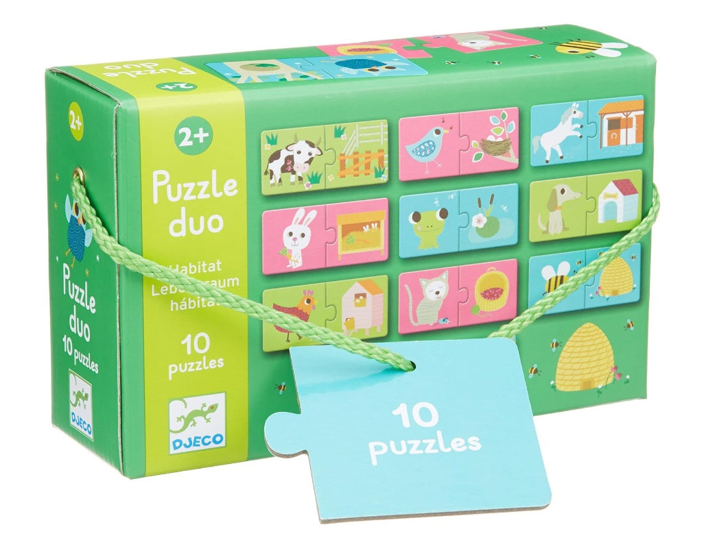 Djeco Puzzle Duo - Habitat - Dove vivono gli animali - Apple Pie