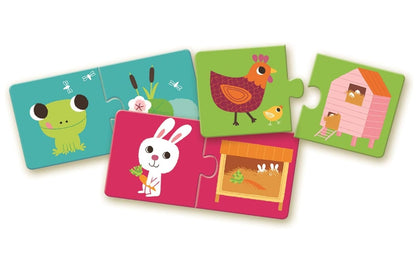 Djeco Puzzle Duo - Habitat - Dove vivono gli animali - Apple Pie