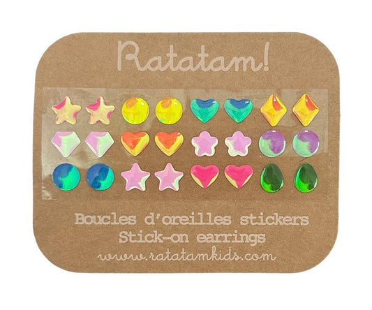 Set Ratatam Kids 12 orecchini autoadesivi colorati per bambini