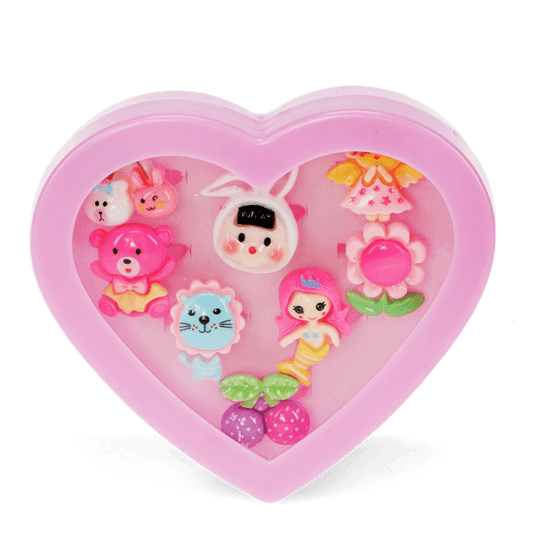 Set di anellini per bambini Rex London in scatola a forma di cuore