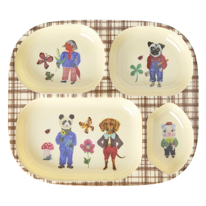 Set pappa RICE Denmark marrone con illustrazioni Nathalie Lété in melamina, confezione regalo