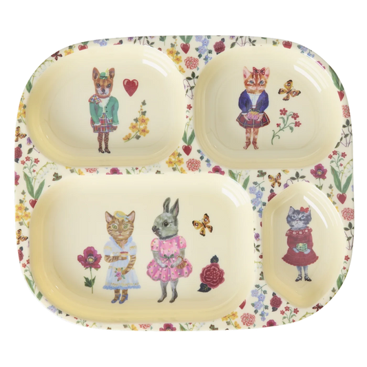 Set pappa RICE Denmark Nathalie Lété Vol. 2 in melamina crema, confezione regalo con animaletti