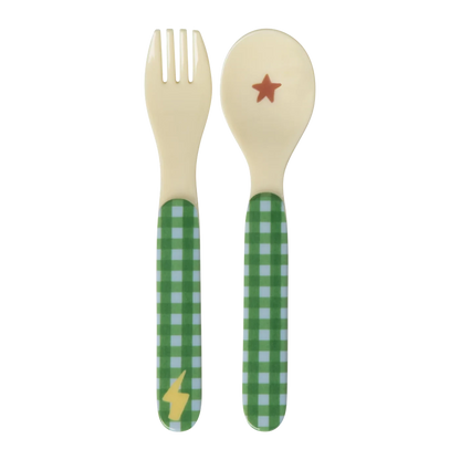 Rice baby spoon and fork Hero verde posate bambini in melamina BPA free