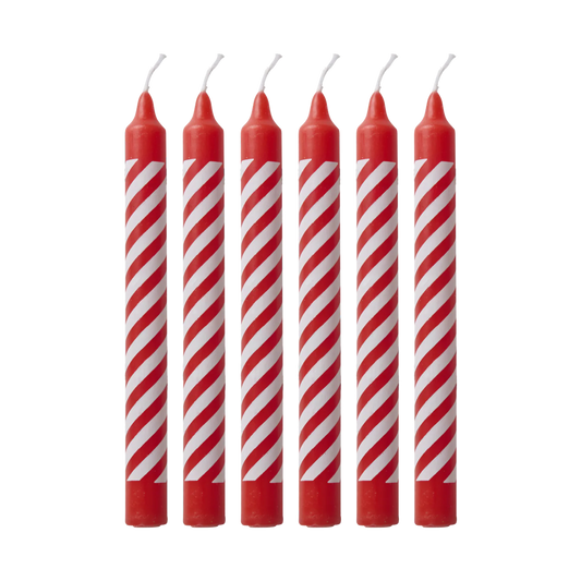 Candeline rosse Rice con stampa Candy Stripes set da 12