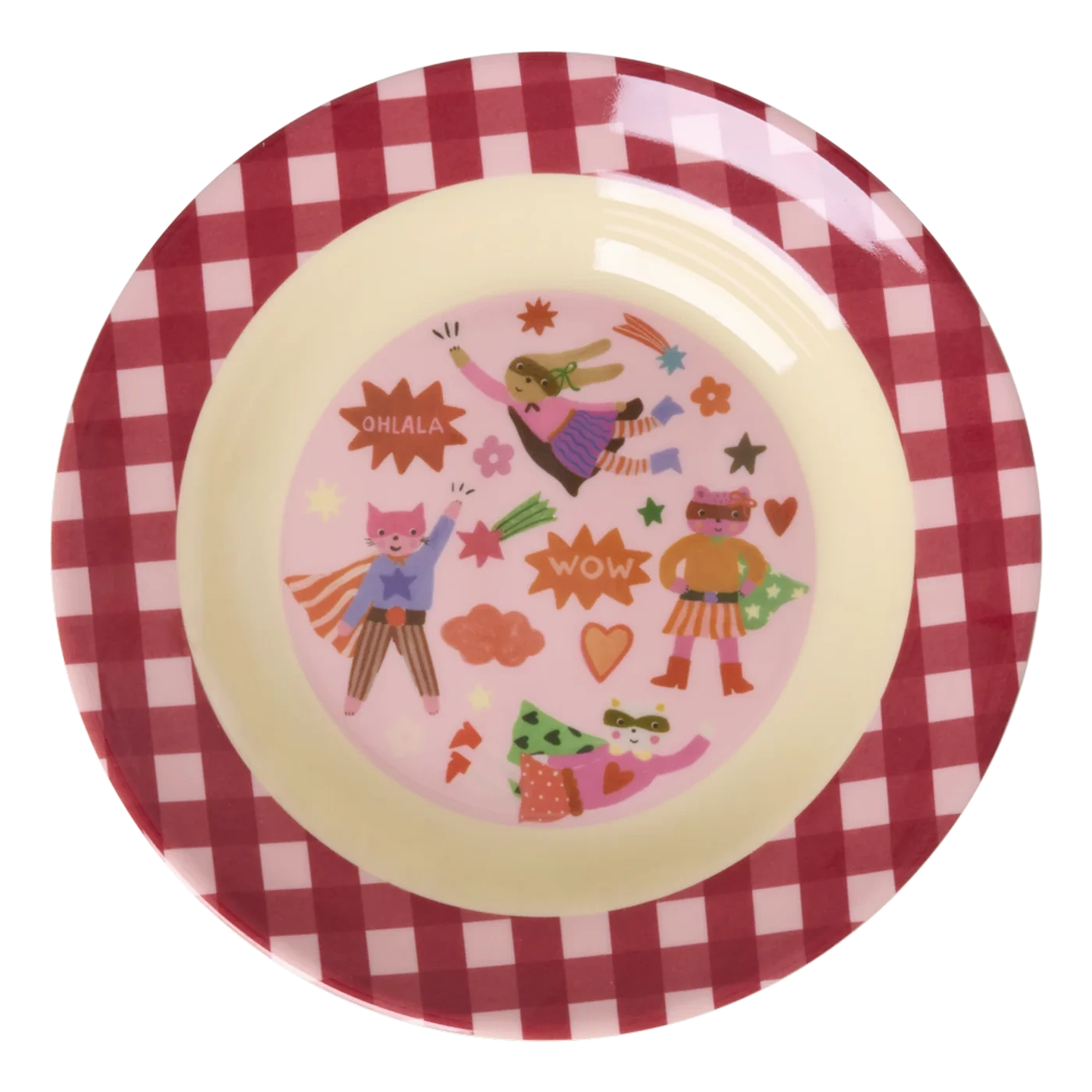 Ciotola RICE per bambini rosa con stampa Hero in melamina resistente