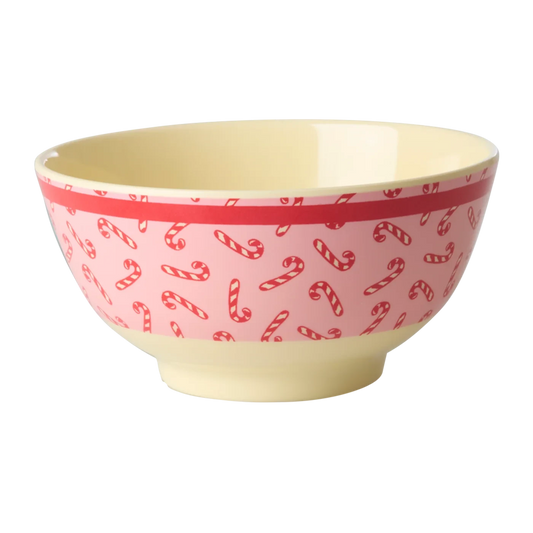 Ciotola RICE Candy Cane rosa in melamina 700 ml con bastoncini di zucchero