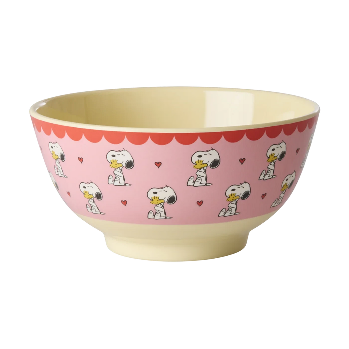 Ciotola RICE Snoopy e Woodstock rosa in melamina 700 ml
